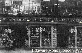 The first F.W. Woolworth store in Central London. The branch in Edgware Road, W2, which opened on 21 March 1914, was just a stone's throw from Marble Arch.