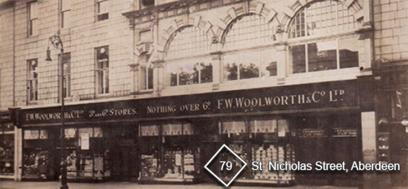 Aberdeen's first Woolworth's was forged out of an existing building with unique curved half-moon windows at first floor level. The distinctive appearance was retained for more than sixty years.
