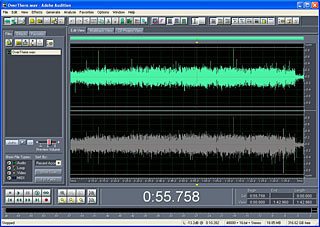 Applying an audio filter to a digital transcription from a 78rpm record, using Adobe Audition.