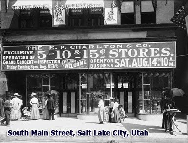 A brand new E.P. Charlton & Co. store in South Main Street, Salt Lake City, Utah which opened on 14 August 1909