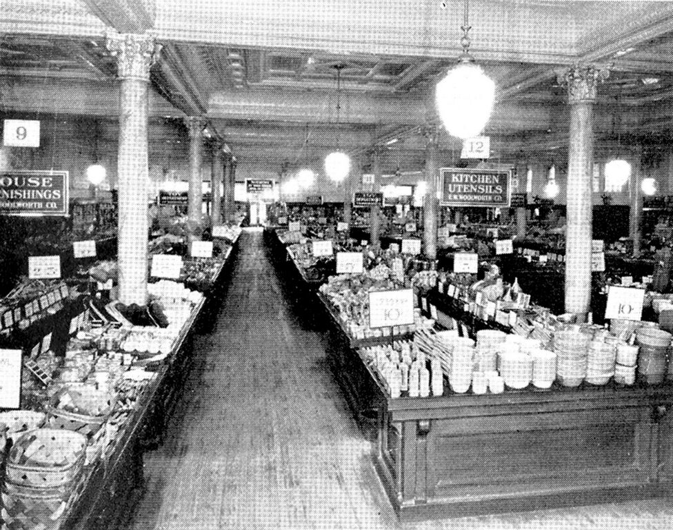 By 1913 the Lancaster store had conformed to the strict F.W. Woolworth Co. corporate identity, with evenly space aisles and neatly ticketed displays