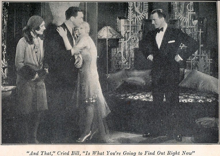 Pat is about to find whether she will become a star. A still from 'The Girl from Woolworth's' (originally published by Efrus & Bennett Inc, New York, 1929)