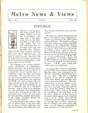 Metropolitan News and Views - the unofficial house journal of F. W. Woolworth & Co. Ltd. Metropolitan Region. Volume 2, Edition 1 was professionally printed in the Quarto page-size which was to become a hallmark of company magazines for the next ten years. It was printed by Duttons of Liverpool.
