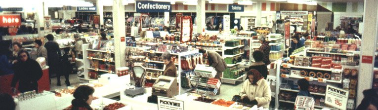 The salesfloor of Woolworth's in Southend-on-Sea, Essex, pictured after modernisation in 1977