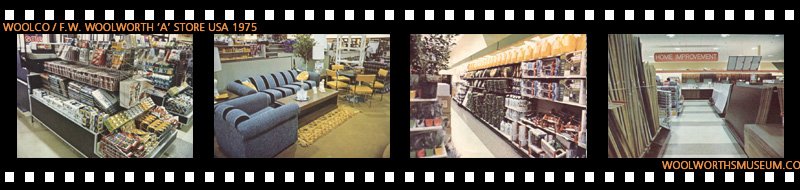 Impulse purchase counters at the checkout, furniture, gardening and home improvement ranges at Woolco in 1975