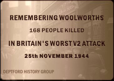 The commemorative plaque that appears at the site of Britain's worst V2 rocket attack - at Woolworths New Cross in 1944
