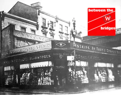 The original Woolworth's store in Brixton, London stood between the fast and slow railway bridges on the main arterial road from the South Coast into London. An extra salesfloor had been added in the 1920s, but the main frontage of the store remained unchanged since the original opening in 1910