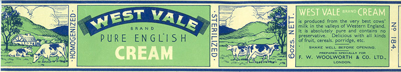 West Vale Cream was the best seller in Portsmouth's Food Specialities range. Once shaken a few dollops from the sixpenny tin could add a touch a magic to a bowl of canned fruit