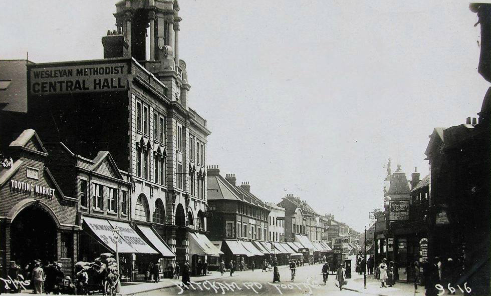 The original F.W. Woolworth store in Tooting, SW17 (No. 64, which opened on 4 March, 1916) stood in the shadow of J. Arthur Rank's huge Methodist Central Hall in Mitcham Road.  It doubled-up as the legendary entrepreneur's first cinema, pro-genitor of a thousand Gaumonts and Odeons in the UK and across the globe