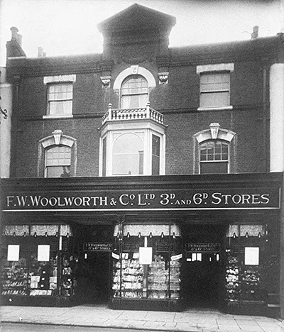 The F.W. Woolworth 3D and 6D Stores in High Street, Strood, Rochester, Kent, the 256th store to join the chain on Saturday 21 May 1927. The interior fitting, counter layout and staffing had all been overseen by Philip Picot, who was promoted from 'Ready Man' to Store Manager on opening day, and at the helm for the next five months.