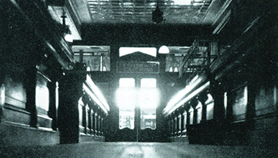 An unusual picture of the centre aisle of the store, looking out through the entrance doors. What is remarkable about the shot is that it was taken with a Woolworth's sixpenny camera, which had neither focus nor exposure controls, let alone a flash gun.