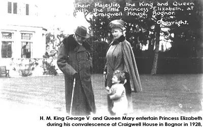 H.M. King George V and Queen Mary play with their popular grand-daughter Princess Elizabeth during his convalescence after surgery at Craigwell House in Bognor, Sussex in 1928