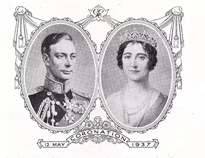 The official logo/motif of the Royal Coronation of H.M. King George VI and Queen Elizabeth, as issued by Buckingham Palace in Winter 1936 ready the ceremony the following year