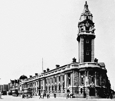 Septimus Warwick and Herbert A. Hall's elegant design had been chosen in 1906 as the winner of a public competition to design a new Lambeth Town Hall. The imposing building still stands on the corner of Brixton Hill and Acre Lane, with views up Brixton Road from its southern end under the railway bridges and towards Central London