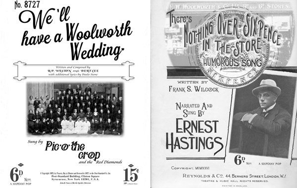 The pair of humorous songs about Woolworth's that were performed at the grand re-opening of its Clapham Junction store in October 1926, in the most popular format of the era - printed out and sold on music sheets.