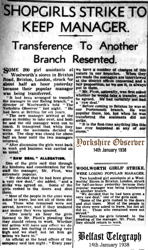 The Woolworth strike caught the imagination of many regional titles, including the Belfast Telegraph and the Yorkshire Observer